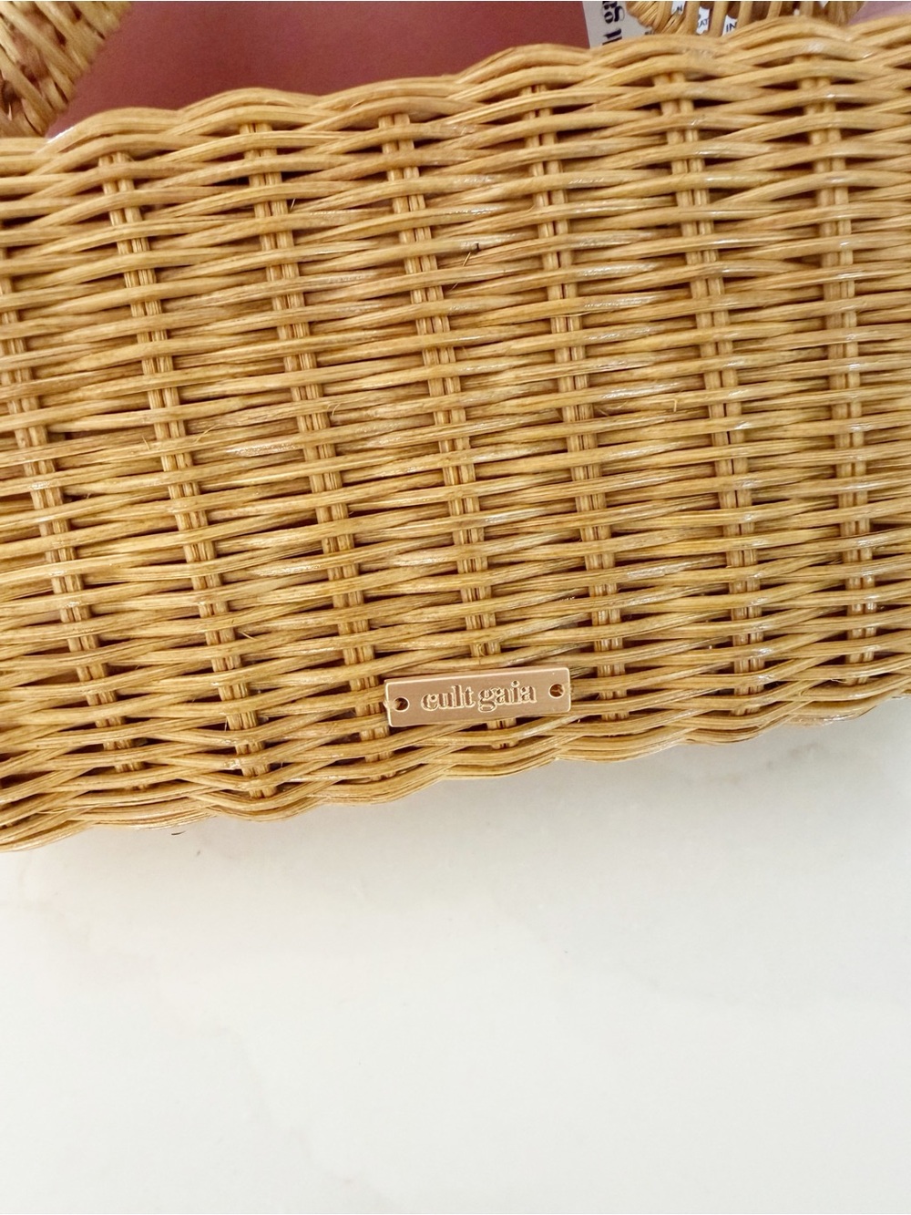 NEW Cult Gaia Elsa Woven Rattan Wavy Handle Clutch MSRP $498 - Picture 10 of 13
